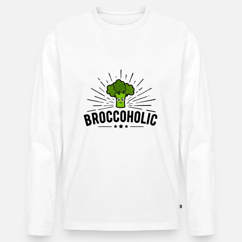 Vegetarier Vegan - Broccoholic - Männer Premium Bio Langarmshirt - Weiß