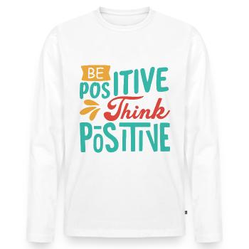 Soyez positif, pensez positif - T-shirt manches longues Premium bio Homme - blanc - Devant - Nico (187cm)