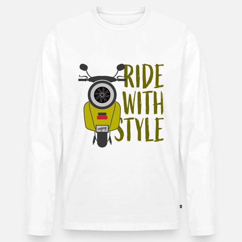 Roller enjoy the ride - Männer Premium Bio Langarmshirt - Weiß