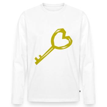 Cool clé or Moyen Âge Trésor Pirate - T-shirt manches longues Premium bio Homme - blanc - Devant - Nico (187cm)