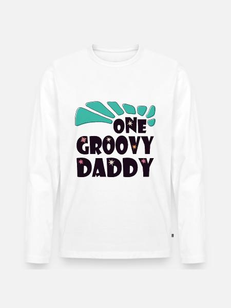 One Groovy Daddy - Men's Premium Organic Long Sleeve Shirt - white
