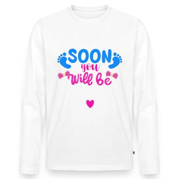 We become grandparents, We become grandma and grandpa - Men's Premium Organic Long Sleeve Shirt - white - Front - Nico (187cm)