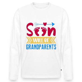 Nous serons bientôt grands-parents, nous serons grand-mère et grand-père - T-shirt manches longues Premium bio Homme - blanc - Devant - Nico (187cm)