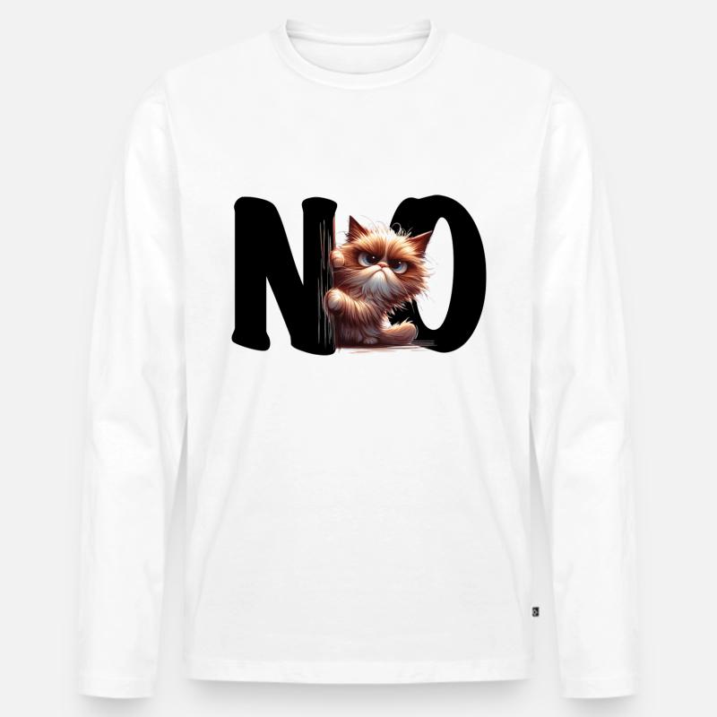 NO - Cat - Statement - Männer Premium Bio Langarmshirt - Weiß