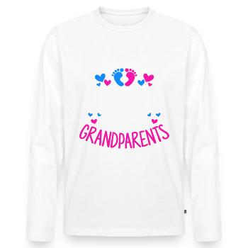 Wir werden bald Großeltern, Wir werden Oma und Opa - Männer Premium Bio Langarmshirt - Weiß - Vorne - Nico (187cm)