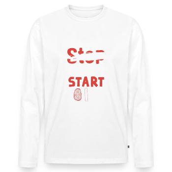 Stop wishing start doing - Men's Premium Organic Long Sleeve Shirt - white - Front - Nico (187cm)