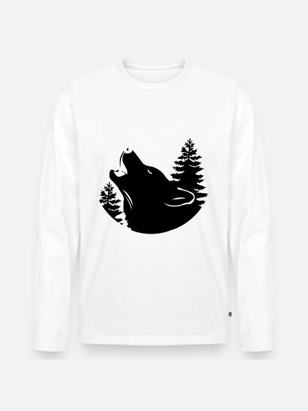Wolf - Naturschutz - Tierschutz - Männer Premium Bio Langarmshirt - Weiß