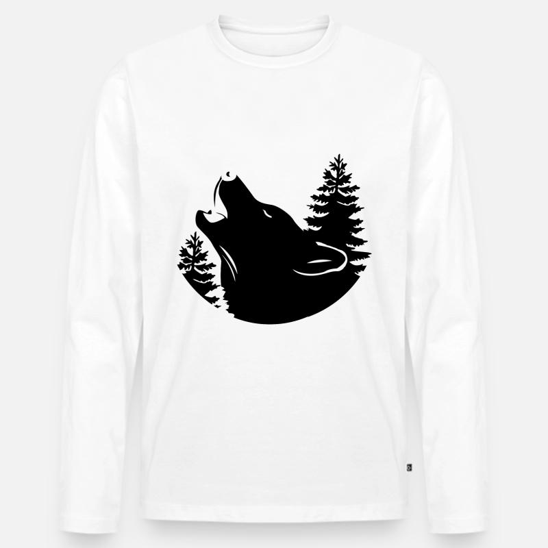 Wolf - Naturschutz - Tierschutz - Männer Premium Bio Langarmshirt - Weiß