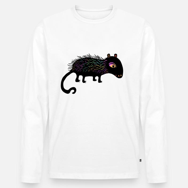 Regenbogenfusseltier - Männer Premium Bio Langarmshirt - Weiß