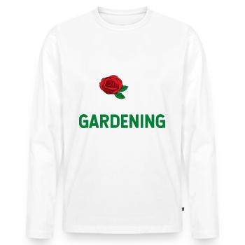 Jardin, Jardinier, Jardinage, Lit, Roses, Fleurs - T-shirt manches longues Premium bio Homme - blanc - Devant - Nico (187cm)