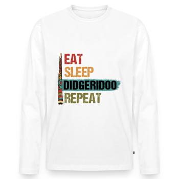 Eat Sleep Repeat Aboriginal Wind Instrument Didger - Männer Premium Bio Langarmshirt - Weiß - Vorne - Nico (187cm)