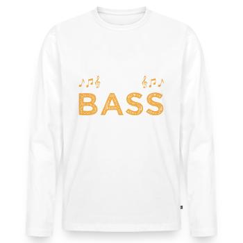 Ohne Bass kein Spaß - Musik Noten - Männer Premium Bio Langarmshirt - Weiß - Vorne - Nico (187cm)