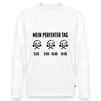 Kochen Perfekter Tag Geschenkidee - Männer Premium Bio Langarmshirt - Weiß - Vorne - Nico (187cm)