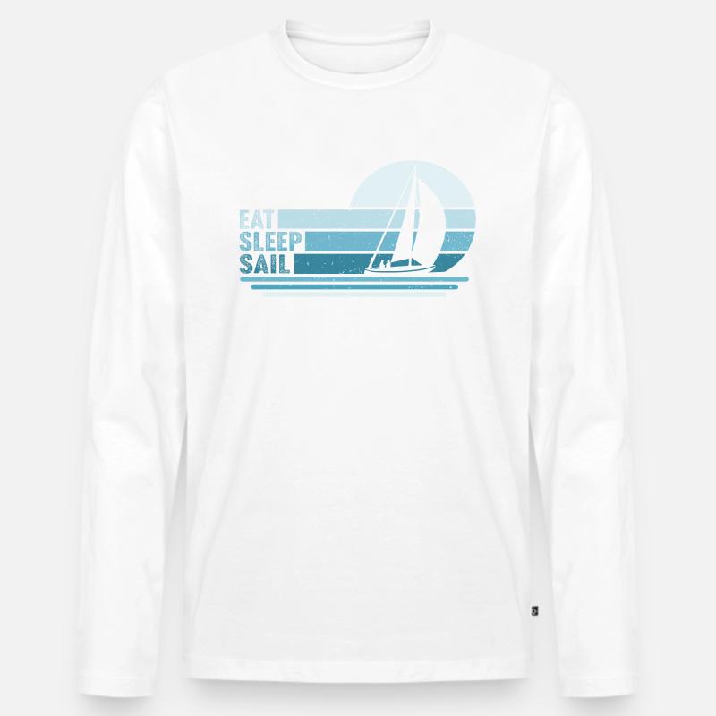 Eat Sleep Sail - Männer Premium Bio Langarmshirt - Weiß