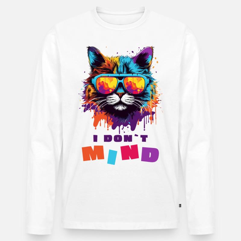 Cool Cat - I don`t mind - Männer Premium Bio Langarmshirt - Weiß