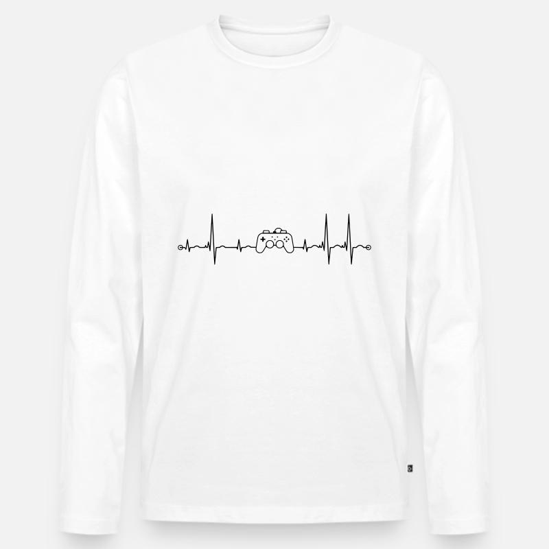 ekg controller Puls - Männer Premium Bio Langarmshirt - Weiß