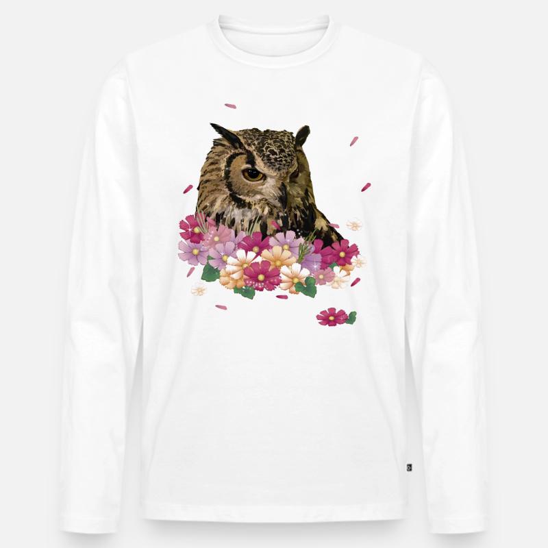 Königliche Eule - Männer Premium Bio Langarmshirt - Weiß