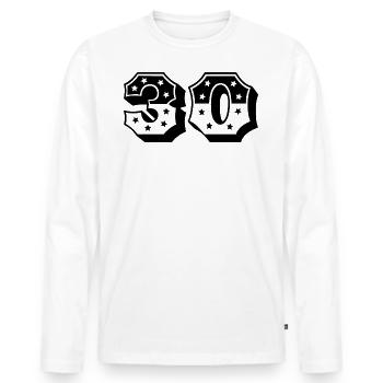 Numéro 30 - T-shirt manches longues Premium bio Homme - blanc - Devant - Nico (187cm)