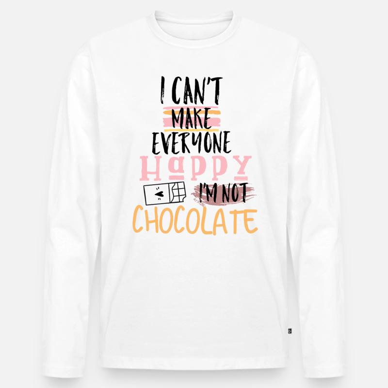 Schokolade Spruch - Männer Premium Bio Langarmshirt - Weiß