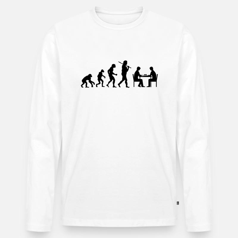 Evolution Schach - Männer Premium Bio Langarmshirt - Weiß