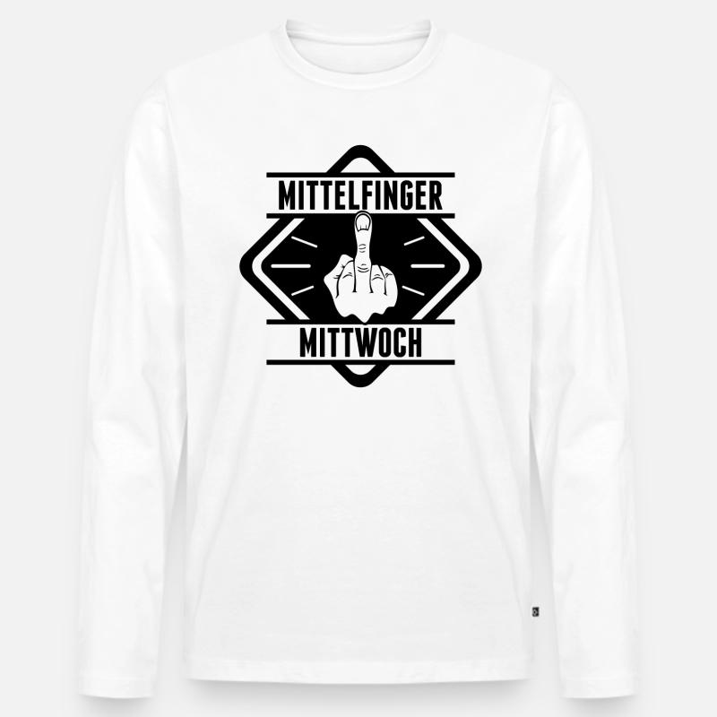 Mittelfinger Mittwoch - Männer Premium Bio Langarmshirt - Weiß