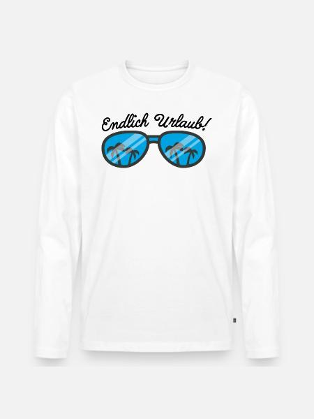 Urlaub Endlich Urlaub Spruch - Männer Premium Bio Langarmshirt - Weiß