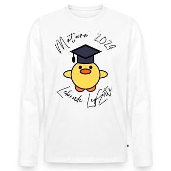 Matura 2024 lebende LegEnte - Männer Premium Bio Langarmshirt - Weiß - Vorne - Nico (187cm)