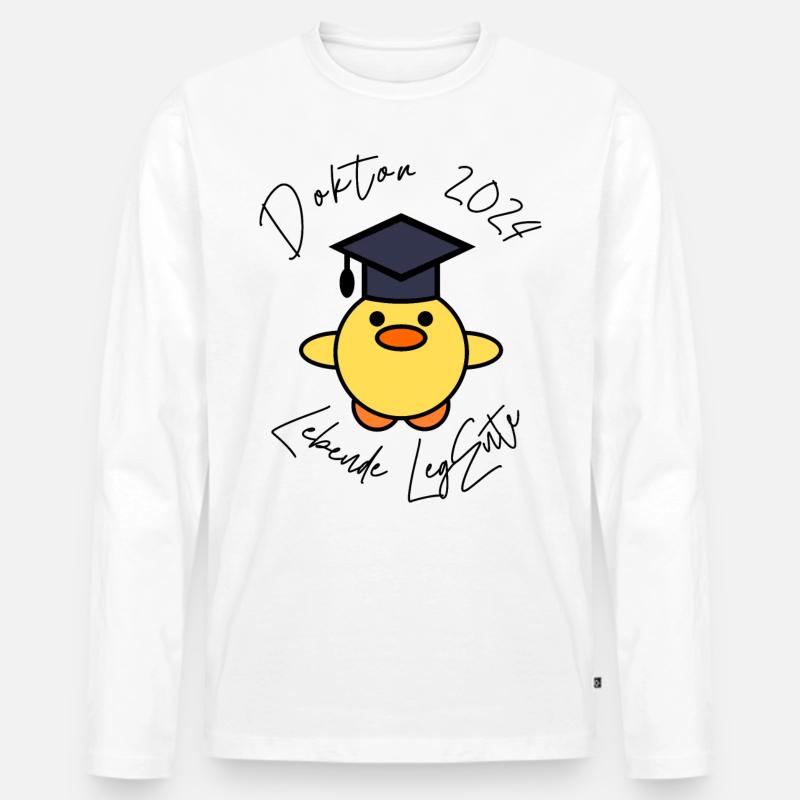 Doktor Abschluss 2024 Lebende LegEnte - Männer Premium Bio Langarmshirt - Weiß