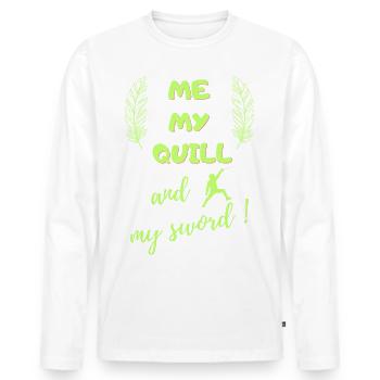 me my quill and my sword - Men's Premium Organic Long Sleeve Shirt - white - Front - Nico (187cm)