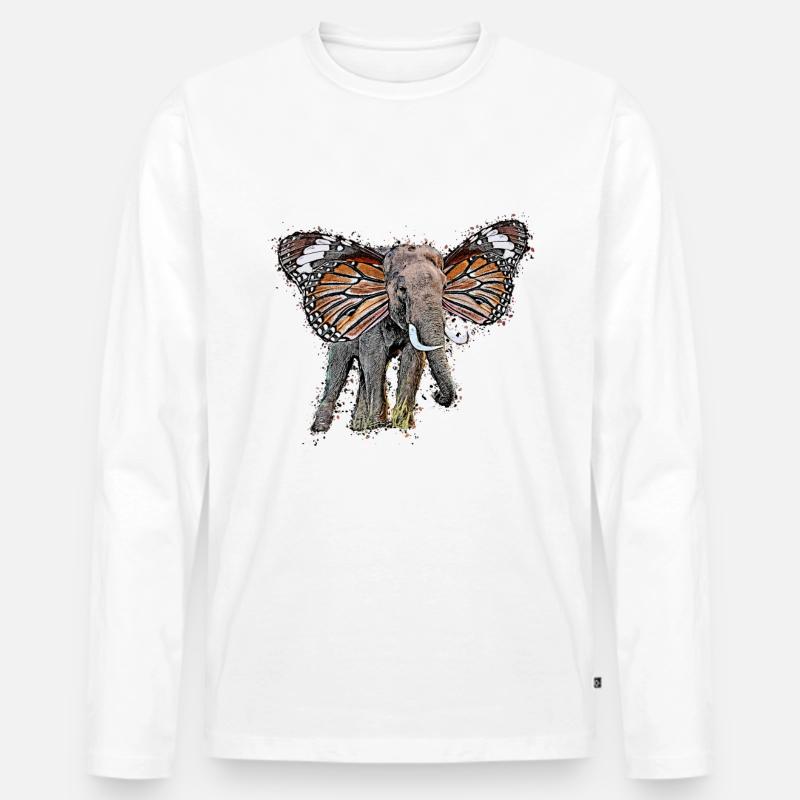 Elefant Geschenk - Männer Premium Bio Langarmshirt - Weiß