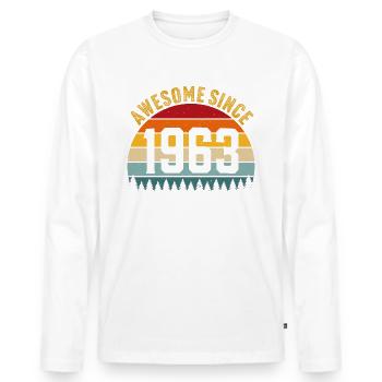Génial depuis 1963 t-shirt rétro 1963 - T-shirt manches longues Premium bio Homme - blanc - Devant - Nico (187cm)