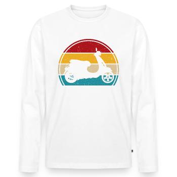 Motorroller Retro rollerfahren scooter moped - Männer Premium Bio Langarmshirt - Weiß - Vorne - Nico (187cm)