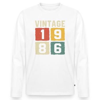 Millésime 1986 Né en 1986 - T-shirt manches longues Premium bio Homme - blanc - Devant - Nico (187cm)