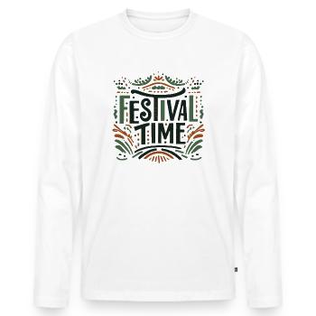 Temps du festival - T-shirt manches longues Premium bio Homme - blanc - Devant - Nico (187cm)