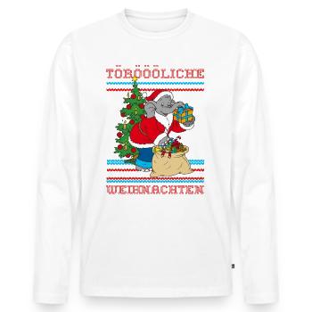 Benjamin Blümchen Tierisch Gute Weihnachten - Männer Premium Bio Langarmshirt - Weiß - Vorne - Nico (187cm)