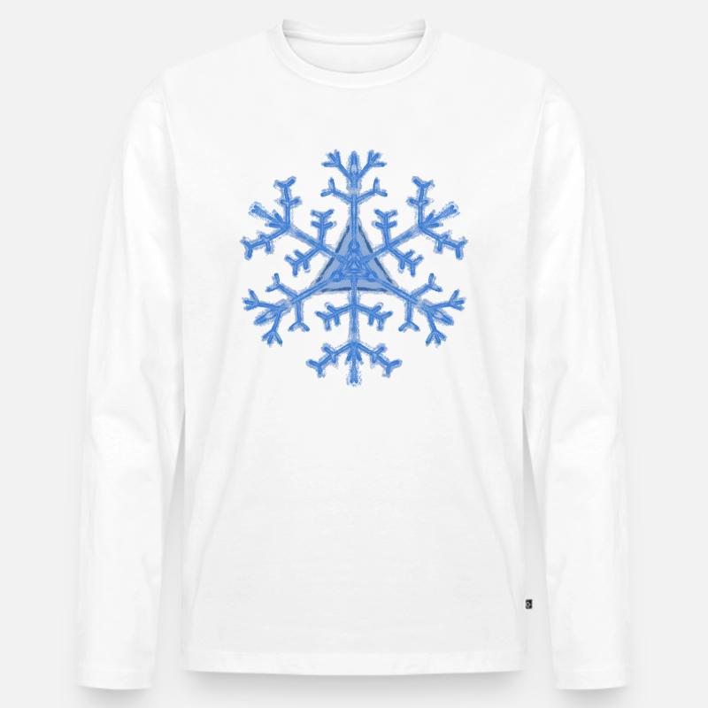 Schneeflocke Design Pulli, Wintermotiv, Eiskristal - Männer Premium Bio Langarmshirt - Weiß