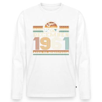 Born December 1961 61st birthday gift - Men's Premium Organic Long Sleeve Shirt - white - Front - Nico (187cm)