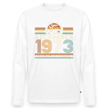 December Born 1973 49th birthday gift - Men's Premium Organic Long Sleeve Shirt - white - Front - Nico (187cm)