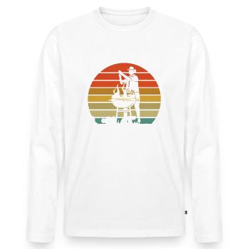 Der mit dem Grill Tanzt Grillen - Männer Premium Bio Langarmshirt - Weiß - Vorne - Nico (187cm)