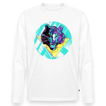 tigre - T-shirt manches longues Premium bio Homme - blanc - Devant - Nico (187cm)