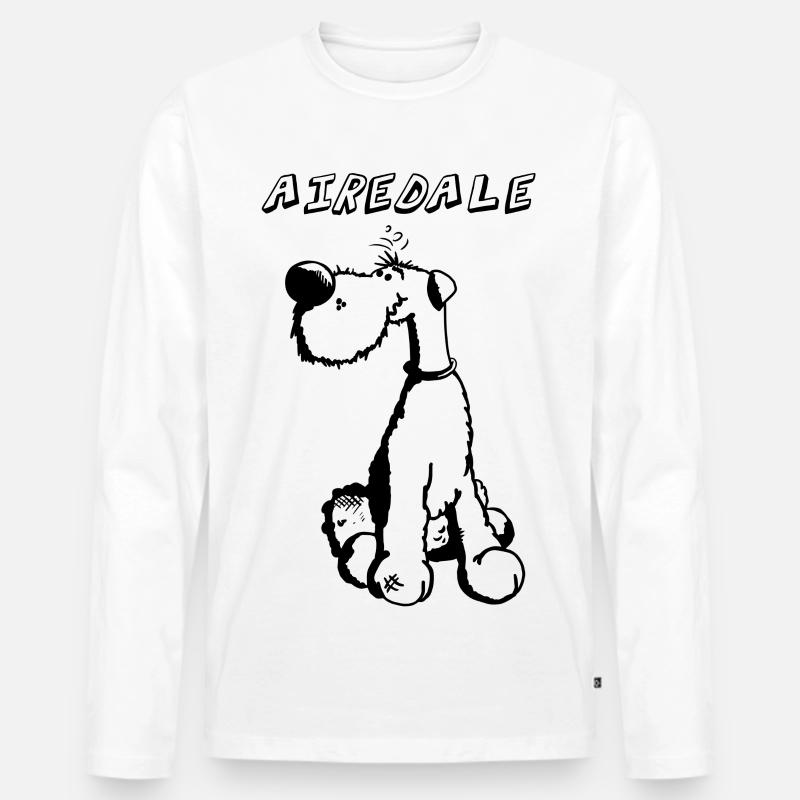 Happy Airedale Terrier - Männer Premium Bio Langarmshirt - Weiß