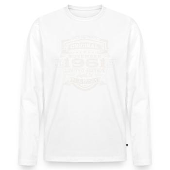 Original November 1961 61st birthday gift - Men's Premium Organic Long Sleeve Shirt - white - Front - Nico (187cm)