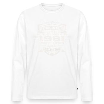 Original November 1981 41st birthday gift - Men's Premium Organic Long Sleeve Shirt - white - Front - Nico (187cm)