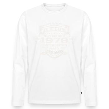 Original November 1978 44th Birthday Gift - Men's Premium Organic Long Sleeve Shirt - white - Front - Nico (187cm)
