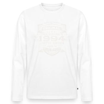 Original December 1994 28th birthday gift - Men's Premium Organic Long Sleeve Shirt - white - Front - Nico (187cm)