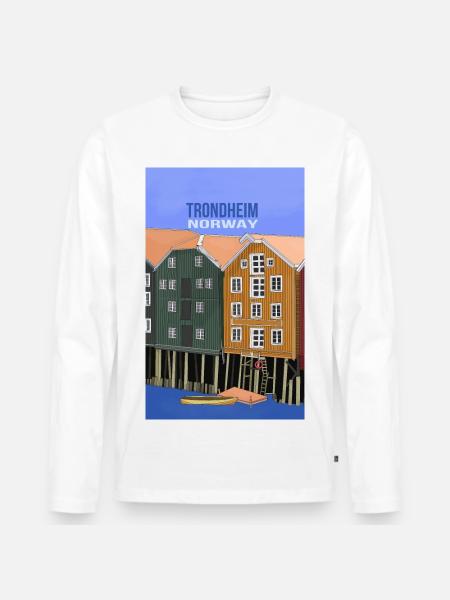 Trondheim Norway - Men's Premium Organic Long Sleeve Shirt - white
