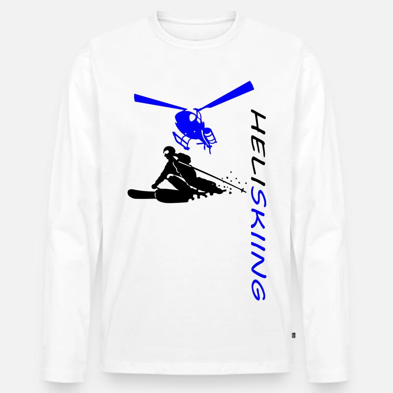 Heliskiing - Männer Premium Bio Langarmshirt - Weiß