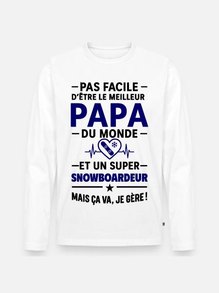 Heart + Snowboard – Super Snowboarder Dad - Men's Premium Organic Long Sleeve Shirt - white