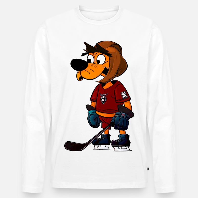 Hunde Eishockey - Männer Premium Bio Langarmshirt - Weiß