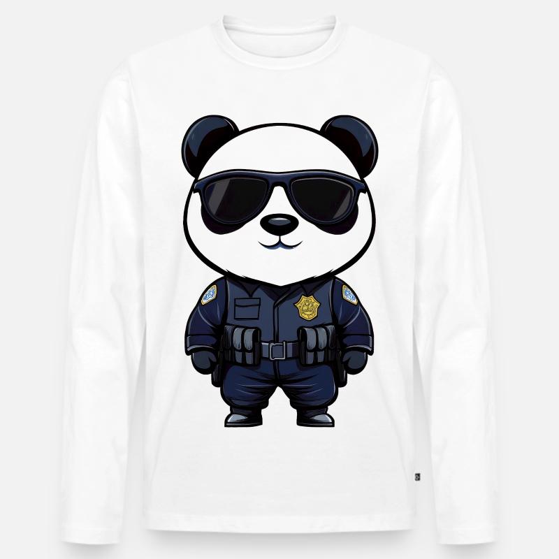 Polizei Pandas - Männer Premium Bio Langarmshirt - Weiß